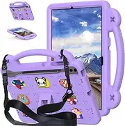 [Nexue] Case for Samsung Galaxy Tab S10 Plus/ S9 Plus/ S8 Plus/ S7 FE/ S7 Plus 12.4 Inch,EVA Shockproof Case with Handle/Kickstand/Shoulder Strap Cute Kids Cover (Purple)