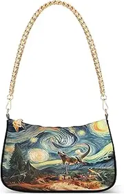[RPLIFE] T Rex Chasing Pterodactyls Starry Night Small Womens Purse, Trendy Bags for Women, T Rex Chasing Pterodactyls Starry Night 3, One Size