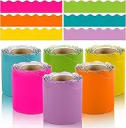 6 Rolls 198 Ft Bulletin Board Borders for Classroom, Bulletin Board Paper Roll Scalloped Classroom Borders, Colorful Decoration Bulletin Board Border for Classroom Decor,Home Decor,Party