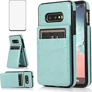 Phone Case for Samsung Galaxy S10e with Tempered Glass Screen Protector and Credit Card Holder Wallet Cover Stand Leather Cell Accessories Glaxay S 10e Gaxaly 10se Galaxies Se10 Cases Women Men Green