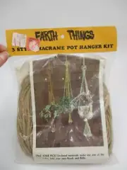 Vtg Macrame Pot Hanger Kit Earth Things 3 Different Styles Patterns Instructions