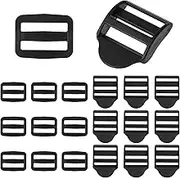 Hariendny 20pcs Backpack Strap Clips Backpack Ladder Slider Buckles, Black Adjust Lock Buckles Clips, Adjustable Plastic Clips for Backpack Belt Strap Adjuster Replace, Black