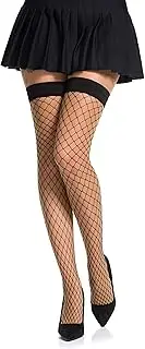 Fishnet Hold Ups Stockings with Smooth Rubber Band by Romartex, 5 Colours, Sizes S-L