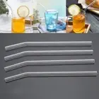 4pcs New Bar Wedding Drinking Straw Pyrex Glass Straight Bend Reusable