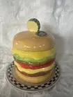 Mackenzie Childs Style Cheeseburger Diner Plate Kitchen Canister / Cookie Jar