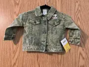 NWT Snoopy Peanuts Infant Girls Denim Jacket Green Acid Wash 18M Snoopy Flowers