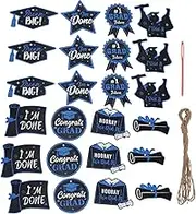 24pcs Graduation Cap Tags Cutouts 2025 Graduation Party Decorations Centerpieces for Table Glitter Decorations