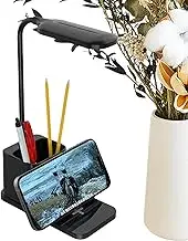 Bright Desk Lamp - Wireless Charging LED Table Lamp | Adjustable Brightness Portable Phone Charger, Pen Cup Desktop Accessories Lighting for College Dorm Bedroom