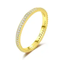 在飛比找momo購物網優惠-【ANGEL】鍍金閃亮滿鑽鋯石素戒指(金色)