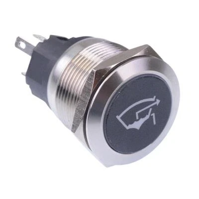 Bilge Pump 1' White LED Latching 22mm Vandal Push Button Switch SPDT 12V