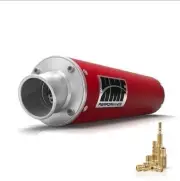 HMF PERFORMANCE SLIP ON EXHAUST RED W/ BRUSHED TURN CAP + JET KIT RUBICON 500