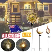 Solar Powered Full Moon LED Light Glass Globe Stake Garden Lawn Outdoor Lamp KU