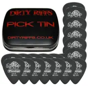 24 Dunlop Tortex Pitch Black Standard Guitar Picks - 0.88mm In A Handy Pick Tin