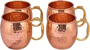 Aakrati Copper Mugs (Set of 4) | PREMIUM QUALITY |475 ML|Solid Copper Moscow Mule, Hammered Finish, Extra Shine | 100% Genuine Product| PATIO