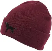 [The House Of Dog] Black Labrador Retriever Owner Gift. Classic Cuffed Unisex Beanie Ski Hat with Embroidered Design