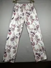 Calida Sleep Lounge Pants Womens M Multicolor Floral Print Pink White Drawstring