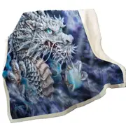 Purplish Fantasy Art Silver Dragon Throw Blanket