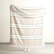 Renee Taylor Modena Stripe Stone Washed Yarn-Dyed Throw 130 x 170 cms Midnight