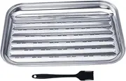 Abaodam 1 Set Grill Plate Grilling Plate Barbecue Utensil Tool Food Serving Plate Grill Platter Baking Pans Fish Platter Food Trays Toaster Oven Pan Salad Plate Grill Pan Stainless Steel