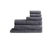 6pc Canningvale Alessia Cotton Bamboo Quick Drying Rib Towel Set Porcini Grey