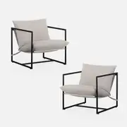 Zinus Aidan Sling Chair Set of 2 Metal Frame Armchair with Foam Cushion - Oatmeal Beige