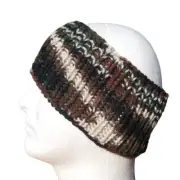 Men's Handmade Headband Circlet Bandeau Camo Black Brown Rib Knit USA Womens M/L