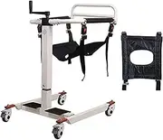 Steel Transport Wheelchair - Portable Lift Wheelchair for Home, Full Body Transfer Lifter with Padded Seat Bedside Commode for Handicap Elderly Seniors(B)