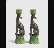NEW Pair of Whippet Candle Holders Elegant Graceful Dog Breed Gift Boxed Resin