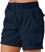 [Generic] Cargo Shorts for Women Summer High Waist Hiking Shorts Loose Running Comfy Casual Pants with Multiple Pockets 2025