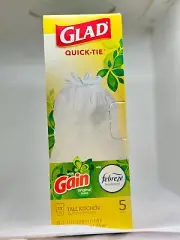 Glad Quick Tie 13 Gallon Tall Kitchen Trash Bags - 5 Count