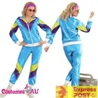 Ladies Blue 80s Height Of Fashion Costume Retro Neon 1980s Shell Suit Tracksuit