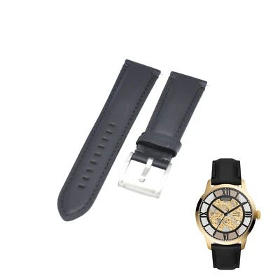 ME3210 22mm Black Leather Watch Strap For Fossil