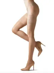 NEW! Natori Feathers Escape with Back Seam Thigh High (Size M/L) Nude