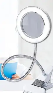Lighting LED 8X Magnifying Lamp with Metal Clamp 360° Flexible Gooseneck and USB Plug Design for Tattoo, Manicure and Reading