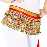 [TMZAQH] Belly Dance Hip Scarf Belly Dancing Multi-Row Coin Belt Skirt