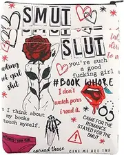 KUIYAI Dark Romance Book Cove Smut Reader Book Sleeve Spicy Booktok Merch WPBC Spread Those Pages I Don't Watch Porn I Read It Pouch (Black and White Geometric Cloth Zipper Book Cover)