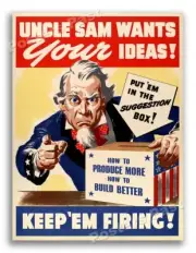 “Uncle Sam Wants Your Ideas!” 1943 World War 2 Print - 8.5x11