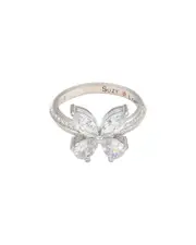 Suzy Levian Silver CZ Butterfly Ring