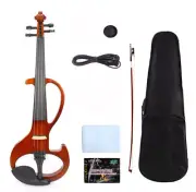 Silent Electric Violin 4/4 Full Size Active Practice Violins Ebony Fittings Case