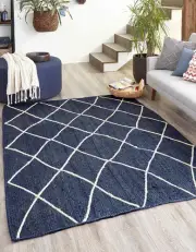 Rug Jute Braided Style 100% Natural Diamond Design Rug Living Modern Area Rug