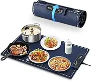 Forubar Food Warming Mat, Electric Warming Tray with 3 Temperature Settings, Roll Up Portable Food Warming for Parties, Buffets Party, Travel, Daily Lives (Navy Blue)