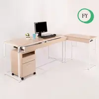 在飛比找蝦皮購物優惠-低甲醛耐用L型工作桌(附抽屜*3+免組裝公文櫃) 電腦桌 書