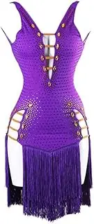 [JRUIA] Latin Dance Dresses for Ladies Cha Cha Performance Costumes Ballroom Dancewear High Split Side Split Dance Skirt