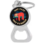 Not Fast Not Furious Bottle Opener Keychain - Metal Beer Bar Tool Key Ring