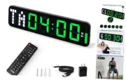 Gym Timer 15'' Large Wall Clocks for Home Gym, Interval Workout Blcak+green