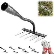 Iron Rake 2.0, Iron Weeding Rake 2.0, 5/6/7/8 Teeth Stick Carbon Steel Garden Weeding Rakes, for Dethatching,Gardening and Backyard Lawn Loosening (5 Teeth)