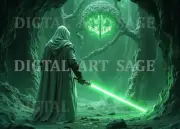 Abstract Fractal Art Star Wars Jedi Sith Laser Sword 8X10 High Quality AI Print