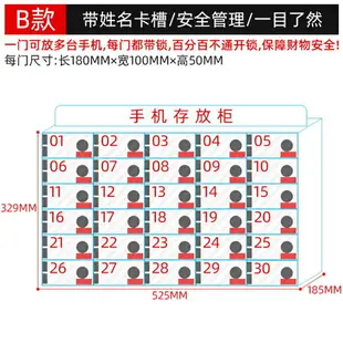 手機保管箱 手機存放櫃 手機櫃 客製化定做手機存放櫃桌面透明壓克力儲物收納盒管理工廠員工帶鎖保管箱『xy13832』