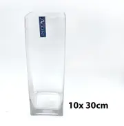 bulk 12 Glass Square Vase 10x30cm