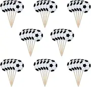 Honbay 48PCS Sports Theme Cupcake Toppers Soccer Cupcake Toppers Cake Picks for Birthday Wedding Party Decorations Supply